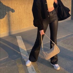 Faux Leather Flare Jeans Size 24